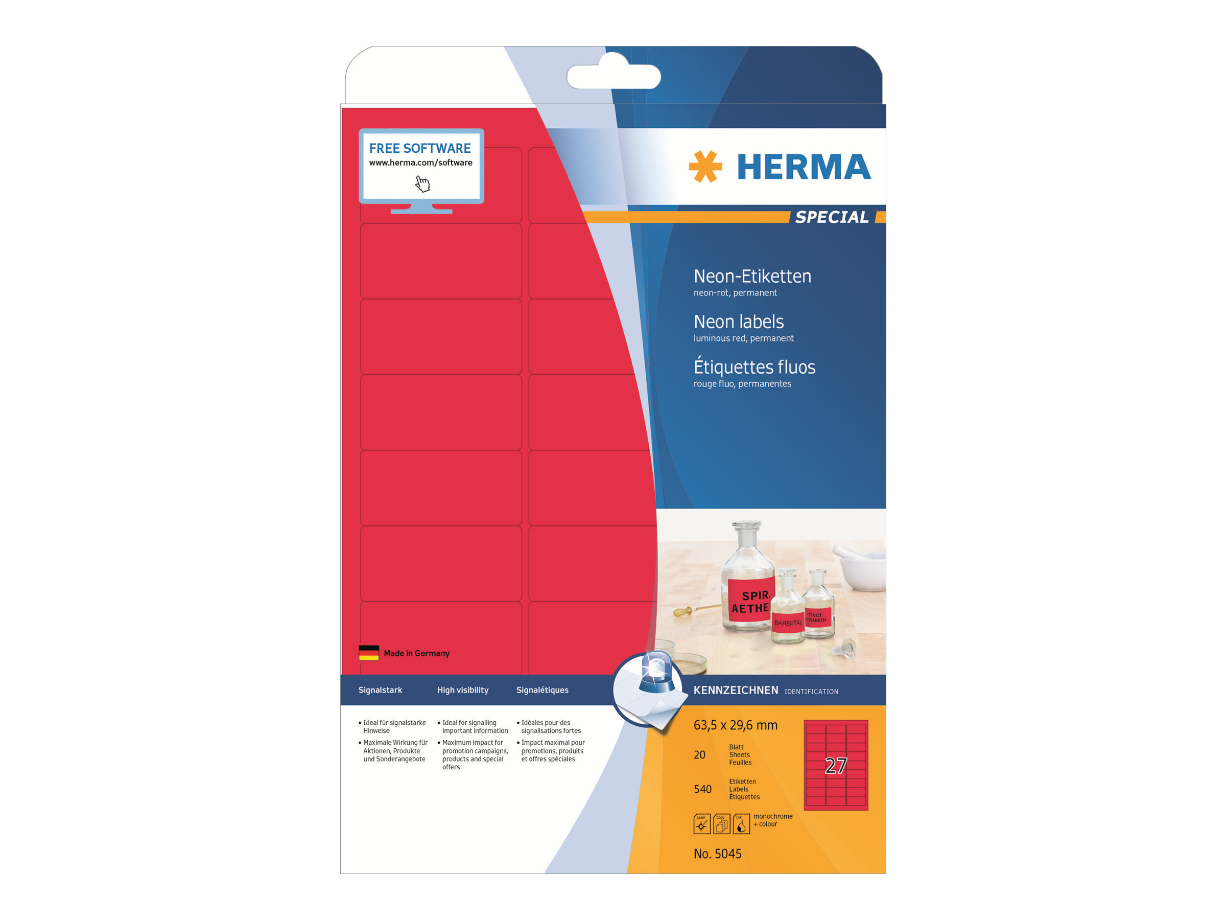 540 HERMA Etiketten 5045 rot 63,5 x 29,6 mm 540 HERMA Etiketten 5045 rot 63,5 x 29,6 mm