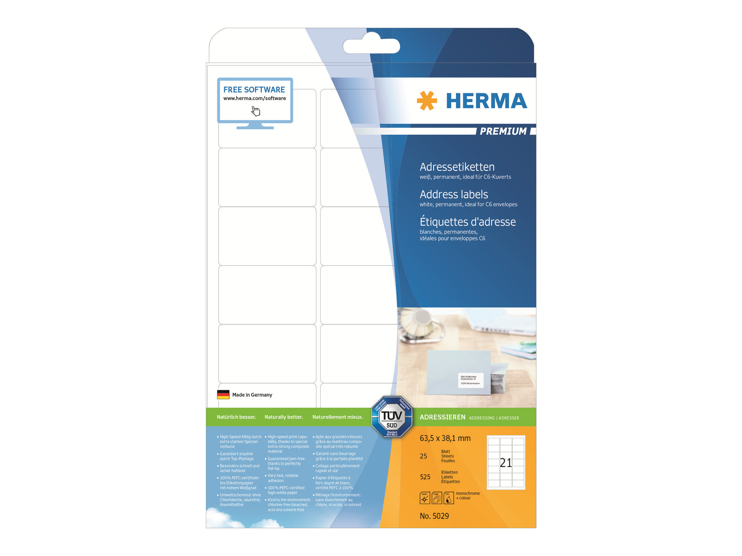 525 HERMA Etiketten 5029 weiss 63,5 x 38,1 mm 525 HERMA Etiketten 5029 weiss 63,5 x 38,1 mm