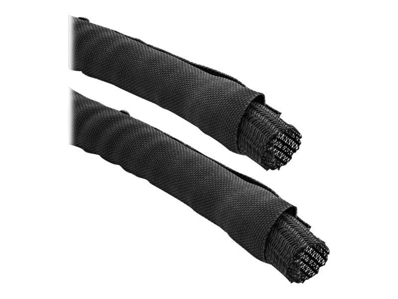 INLINE Kabelkanal Geflechtschlauch mit Polyestergewebemantel selbstverschliessend in schwarz 25mm Durchmesser 2m