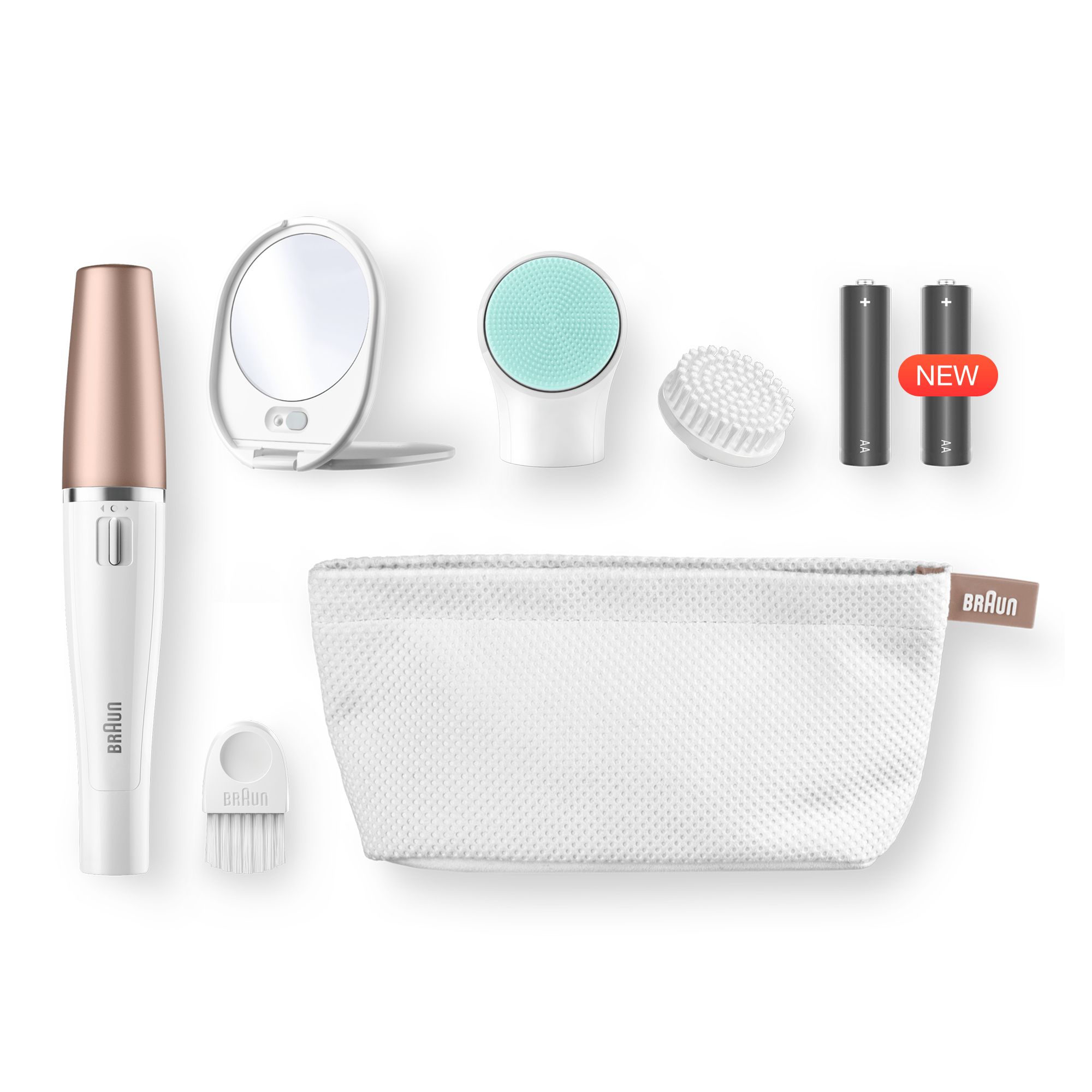 Braun FaceSpa 851V Gesichtsepilierer Gold Weiss 15 V AA 321 g Box 57 mm