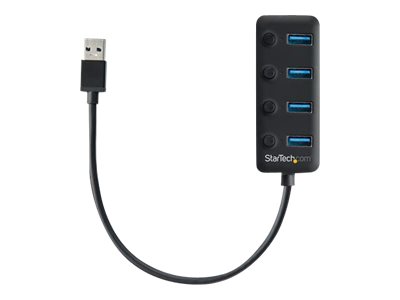 StarTech.com 4 Port USB 3.0 Hub - 4x USB-A mit individuellen An/Aus-Schaltern - Mobiler USB 3.0 Verteiler - Bus-Powered USB 3.0 Splitter - Hub - 4 Anschlüsse