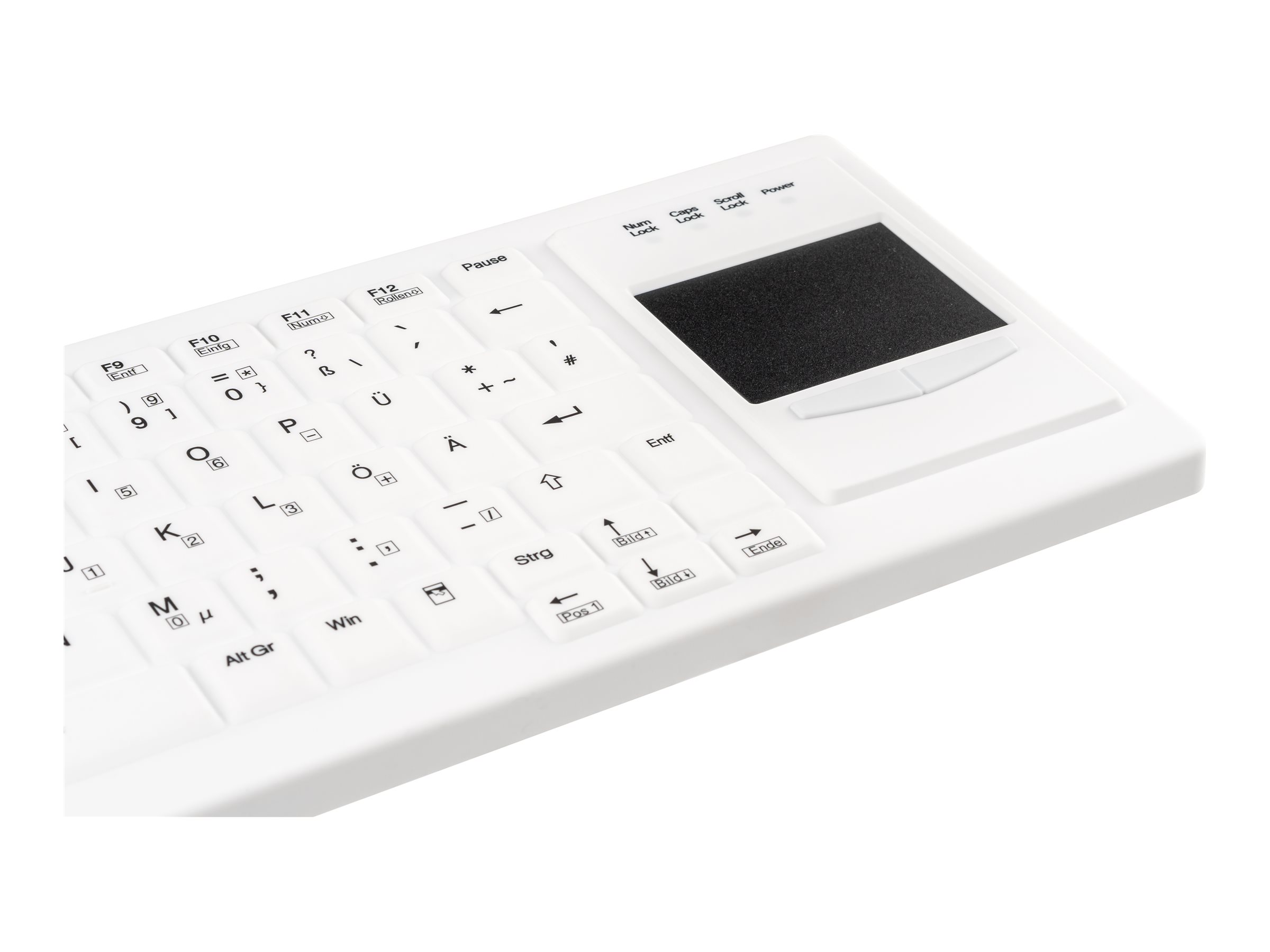 GETT Cleantype Xtra Touch Protect WL kabellose Silikontastatur mit Touchpad IP68 desinfizierbar Farbe weiss Layout DE GETT Cleantype Xtra Touch Protect WL kabellose Silikontastatur mit Touchpad IP68 desinfizierbar Farbe weiss Layout DE