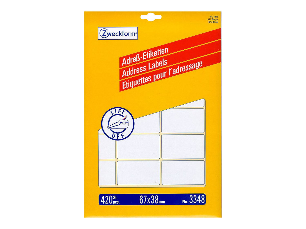 420 AVERY Zweckform Adressetiketten 3348 weiss 67,0 x 38,0 mm