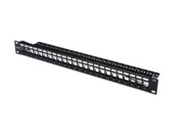 DIGITUS Modulares Patch Panel geschirmt 24port Blank 1HE Rack Mount Farbe Schwarz transparente Logofelder