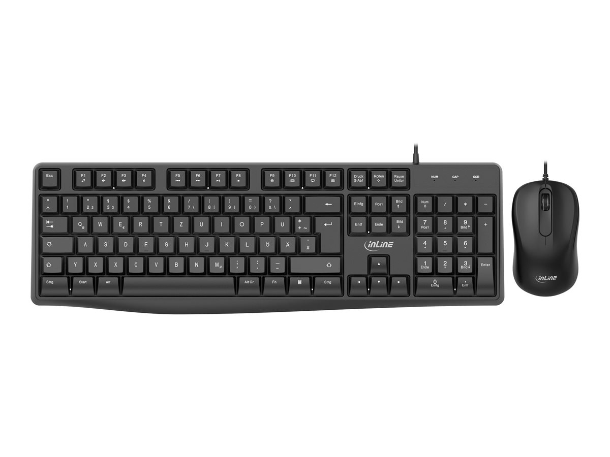 INLINE Basic Desktop II Tastatur-Maus Set USB DE Layout optisch 1200dpi schwarz