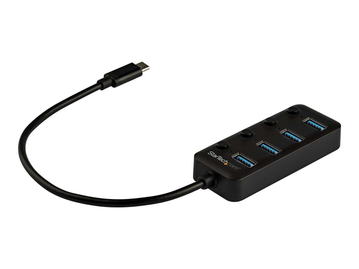 STARTECHCOM 4 Port USBC Hub 4xUSBA mit individuellen AnAusSchaltern Mobiler USB C zu USB30 Verteiler USB TypeC Splitter