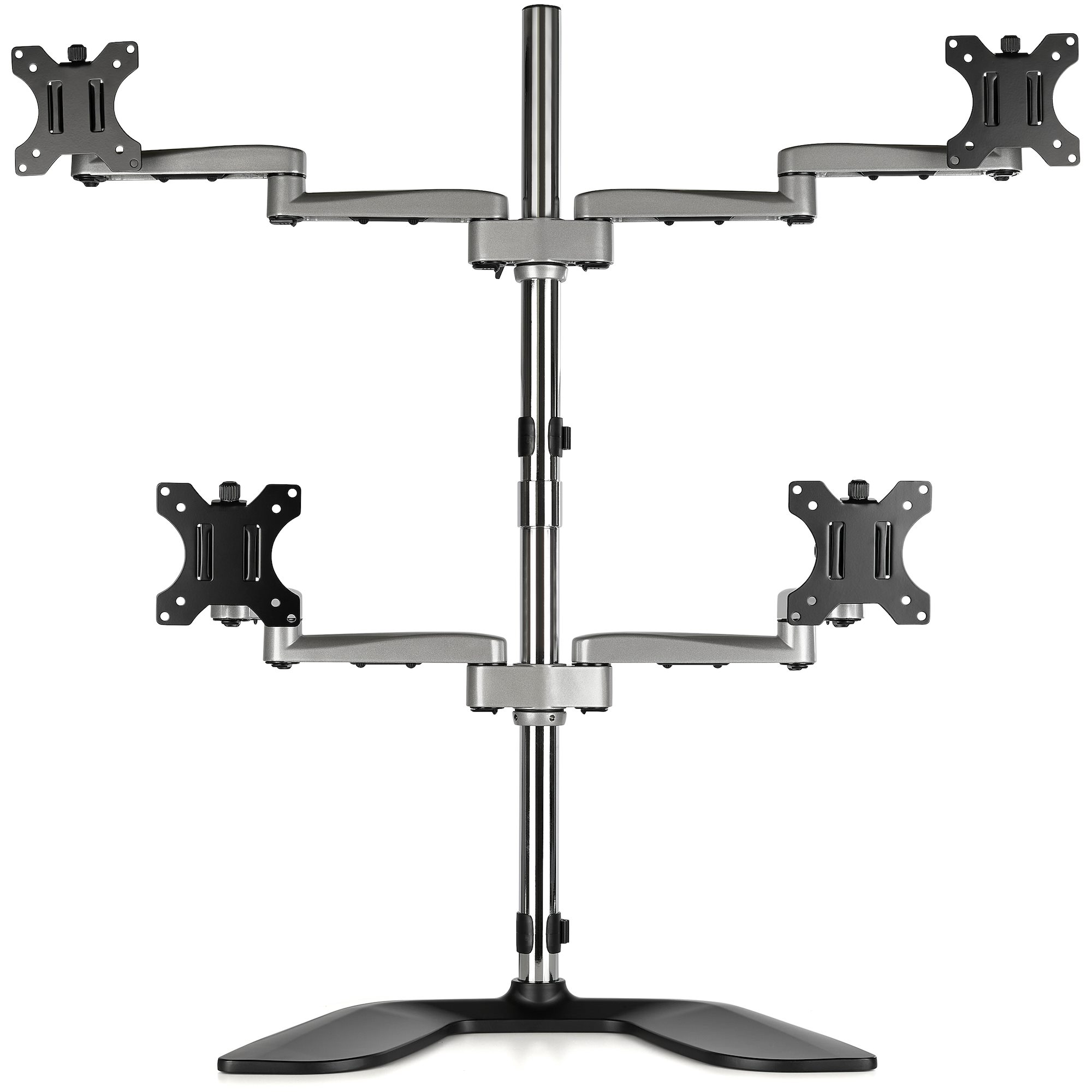 STARTECHCOM Monitorhalterung für vier Bildschirme Standfuss für bis zu 8128cm 32Zoll VESAMonitore beweglich Stahl Alum