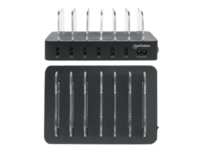 MANHATTAN 6-Port USB-Ladestation Sechs USB-A-Ports bis zu 2,4A/5V pro Port 50W Ausgangsleistung gesamt schwarz