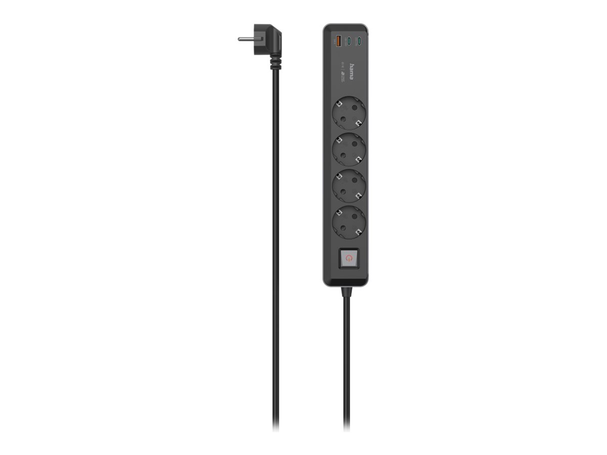 hama 4-fach Steckdosenleiste 1,4 m schwarz mit USB-Buchse hama 4-fach Steckdosenleiste 1,4 m schwarz mit USB-Buchse