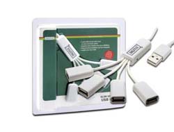 DIGITUS USBHub 4Port 204xA20 integr Kabel weiss