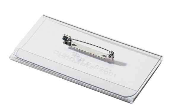 100 DURABLE Namensschilder mit Nadel 7,5 x 4,0 cm
