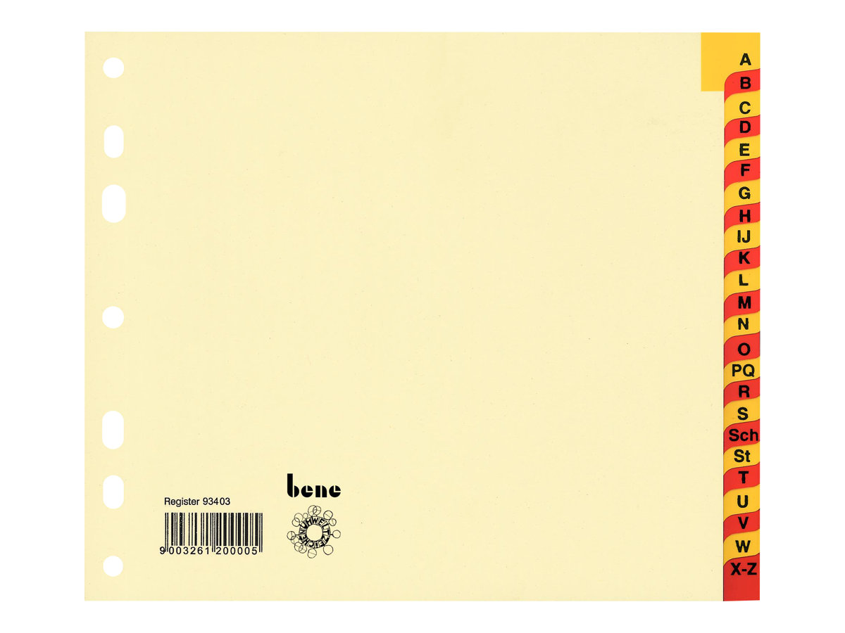 bene Ordnerregister Halbformat, ueberbreite A-Z chamois 24-teilig, 1 Satz bene Ordnerregister Halbformat, ueberbreite A-Z chamois 24-teilig, 1 Satz