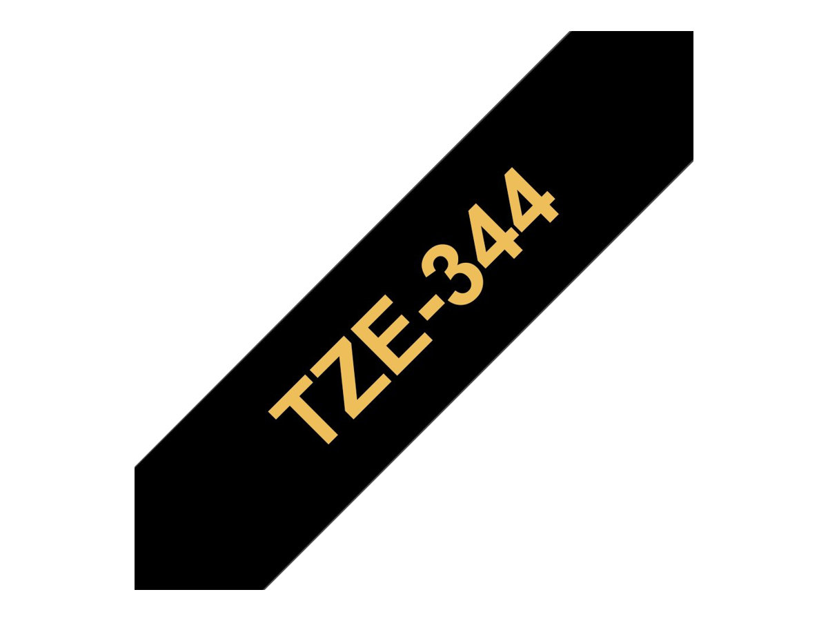 Schriftband TZe-344 TZE344, 18 mm gold auf schwarz