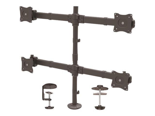 STARTECH.COM Quad Monitor Mount - Articulating - Clamp or Grommet Mount - Monitors up to 24in - VESA Mount - 4 Monitor Setup