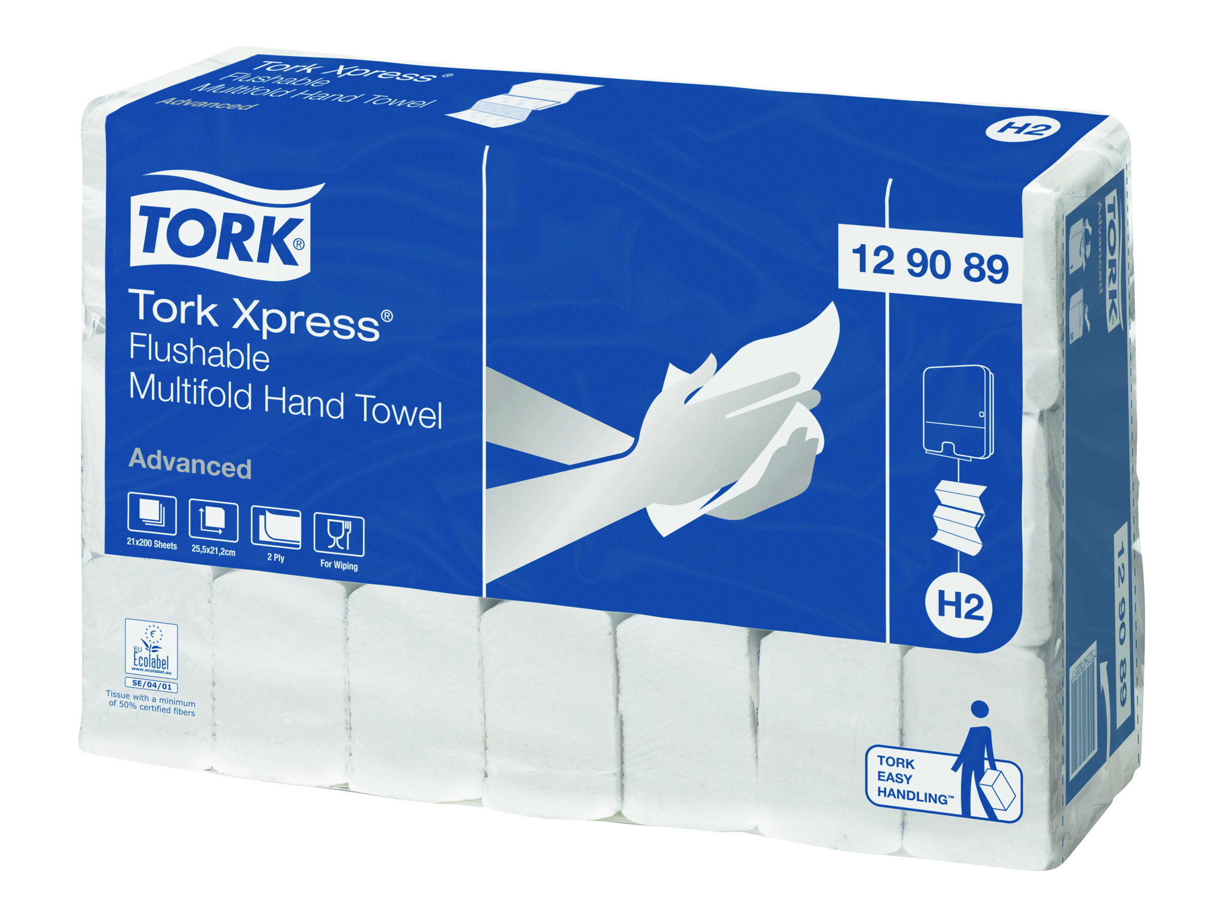 TORK Papierhandtuecher 129089 Xpress® H2 Advanced schnellaufloesend Interfold-Falzung 2-lagig 4.200 Tuecher