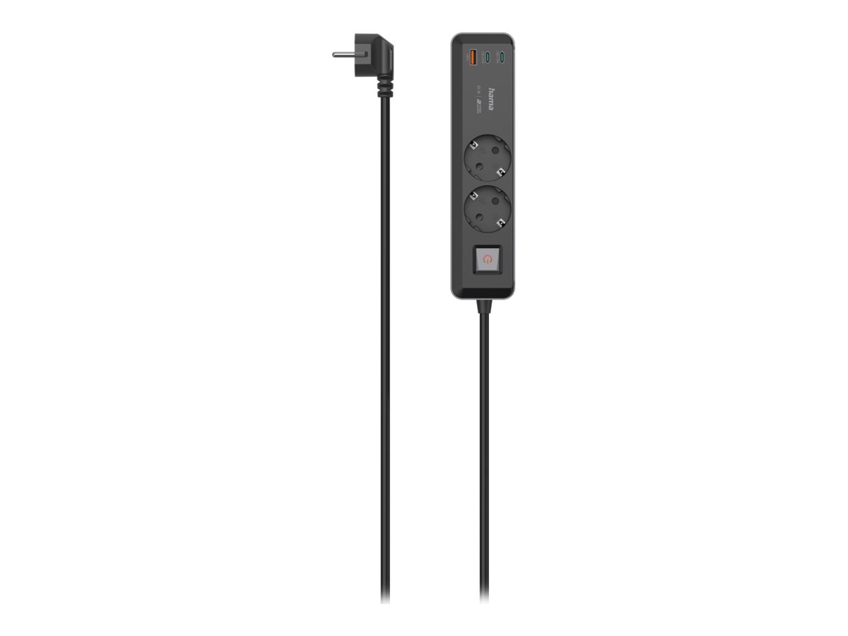 hama 2-fach Steckdosenleiste 1,4 m schwarz mit USB-Buchse hama 2-fach Steckdosenleiste 1,4 m schwarz mit USB-Buchse