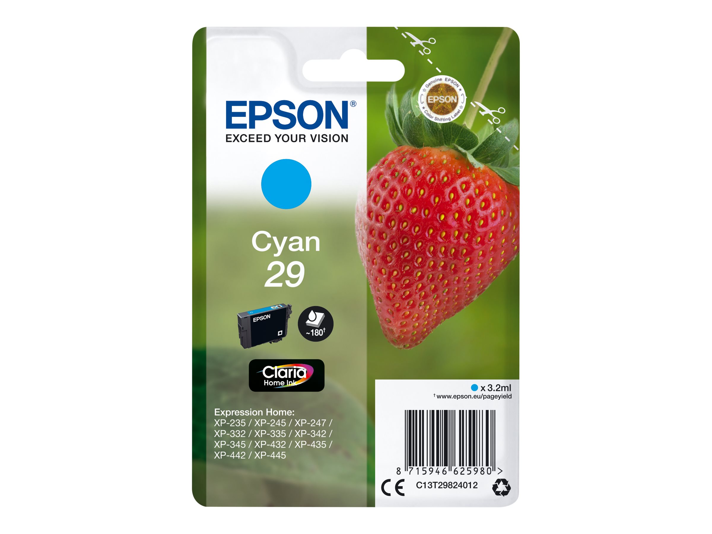 C13T29824012 EPSON XP Tinte cyan ST 180