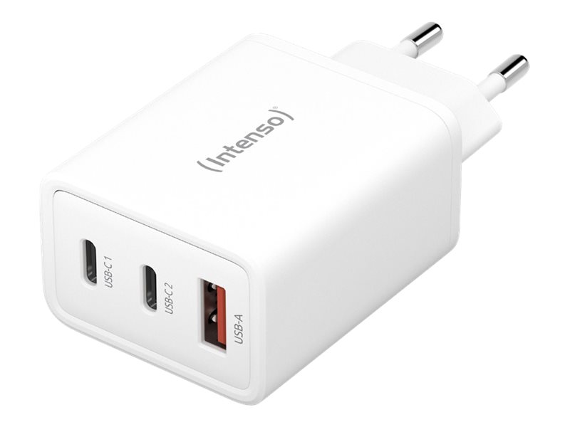 1x USB-A + 2x USB-C GAN Adapter weiß