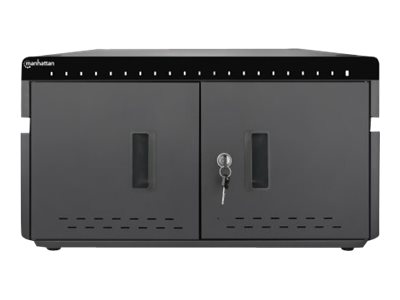 MANHATTAN 20-Port Ladeschrank 360W USB-C PD-Ports bis zu 3A/18W pro Port abschliessbar Ueberspannungsschutz Luefter Metallgehaeuse
