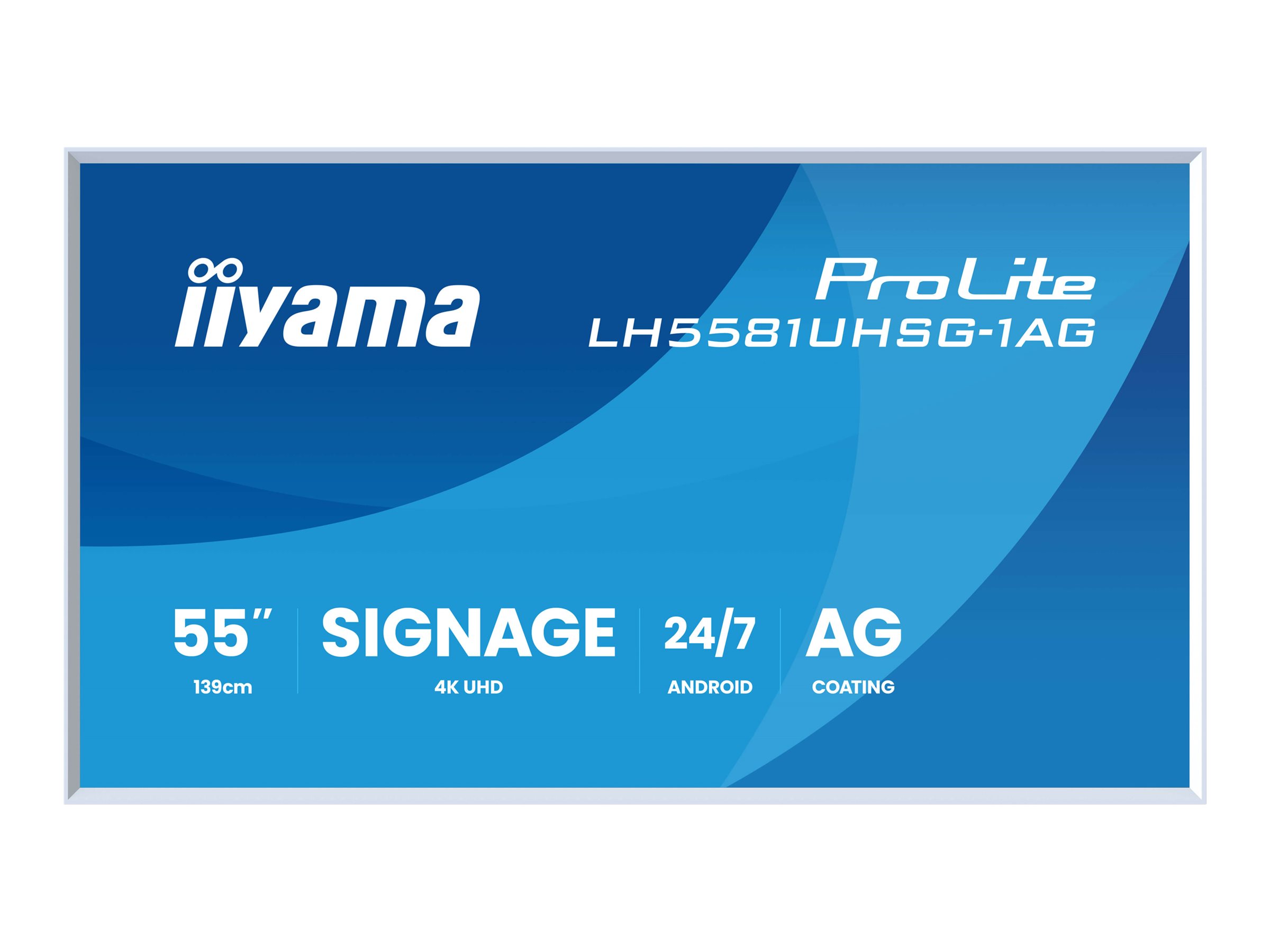 IIYAMA LH5581UHSG1AG 1397cm 55Zoll Gallery Line removable frame 3840x2160 UHD VA ELED 2xHDMI 1xUSBC 2xUSB 20 Android 14
