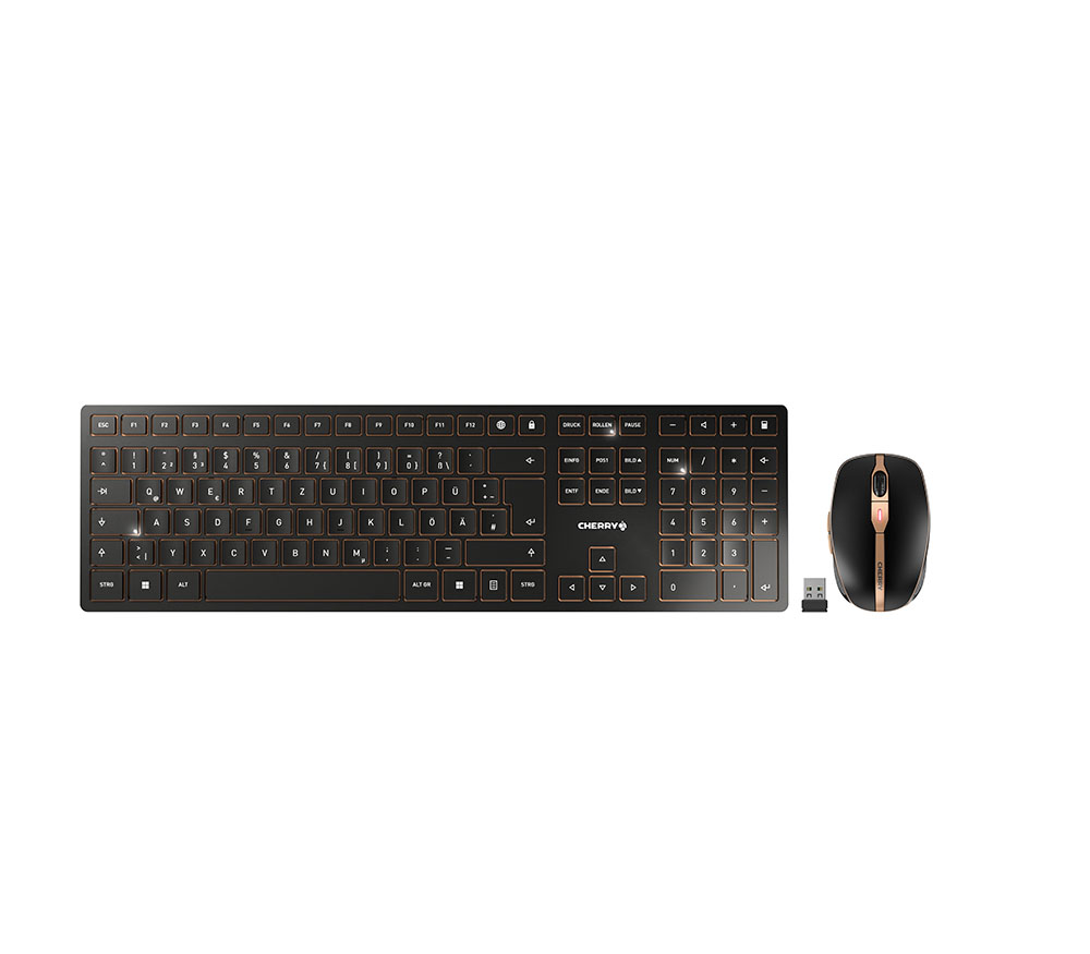 CHERRY DW 9100 SLIM TastaturMausSet kabellos schwarz, bronze