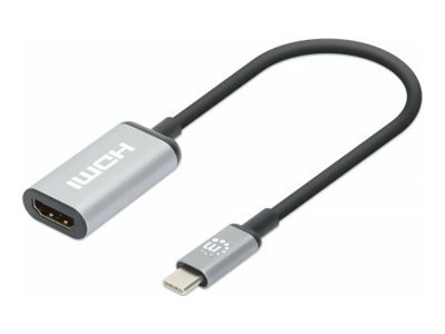 MANHATTAN 4K60Hz USB-C auf HDMI-Adapter USB 3.2 Typ C-Stecker auf HDMI-Buchse Konverter 15cm Länge Aluminium schwarz MANHATTAN 4K60Hz USB-C auf HDMI-Adapter USB 3.2 Typ C-Stecker auf HDMI-Buchse Konverter 15cm Länge Aluminium schwarz