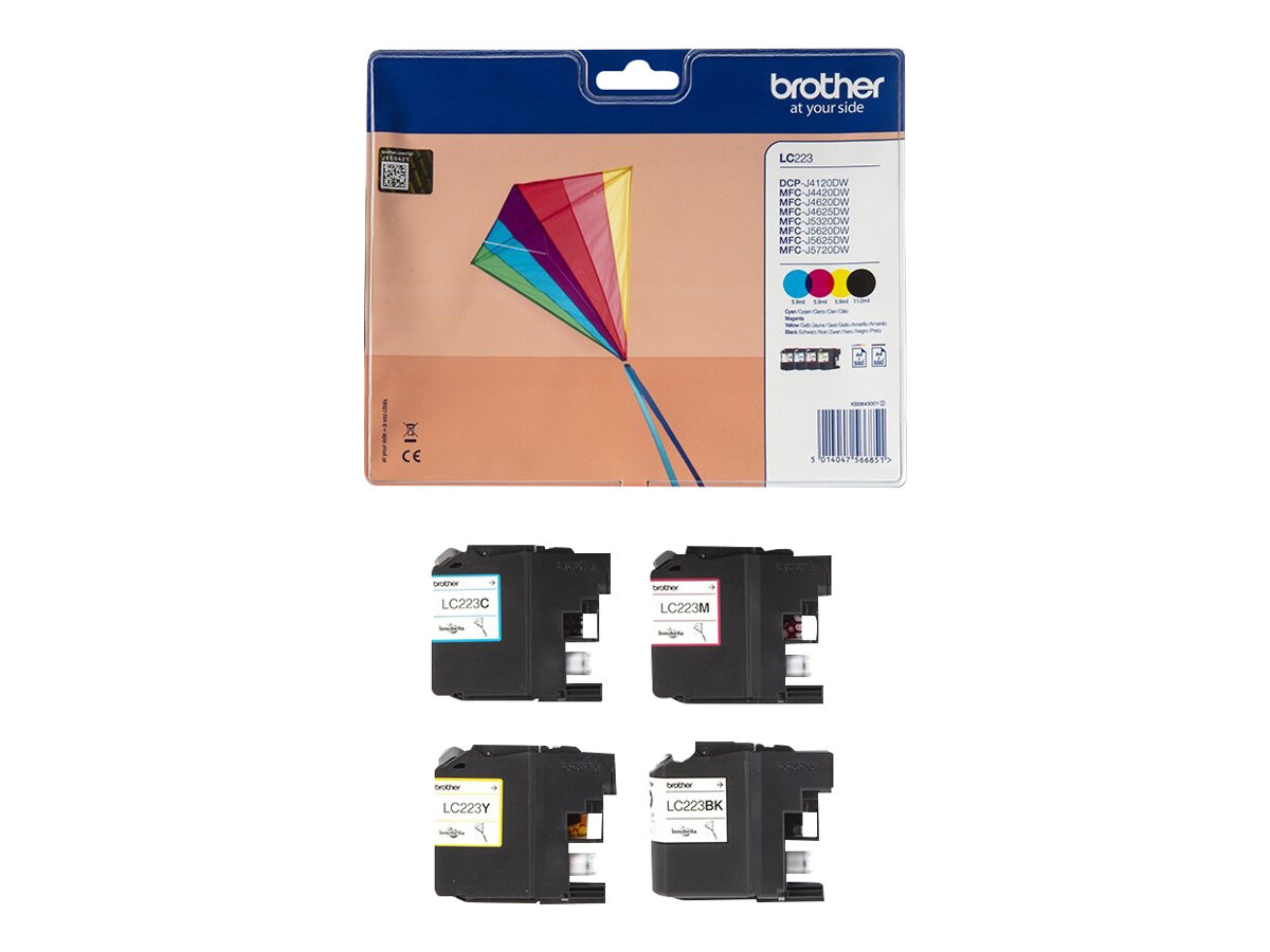 BROTHER LC-223 Tinte schwarz und dreifarbig Standardkapazität 1-pack blister ohne Alarm