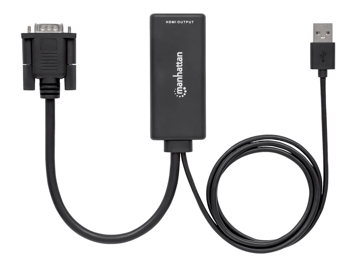 MANHATTAN VGA und USB auf HDMI Konverter Konvertiert die analogen Signale VGA-Video und USB-Audio in ein digitales HDMI-Signal