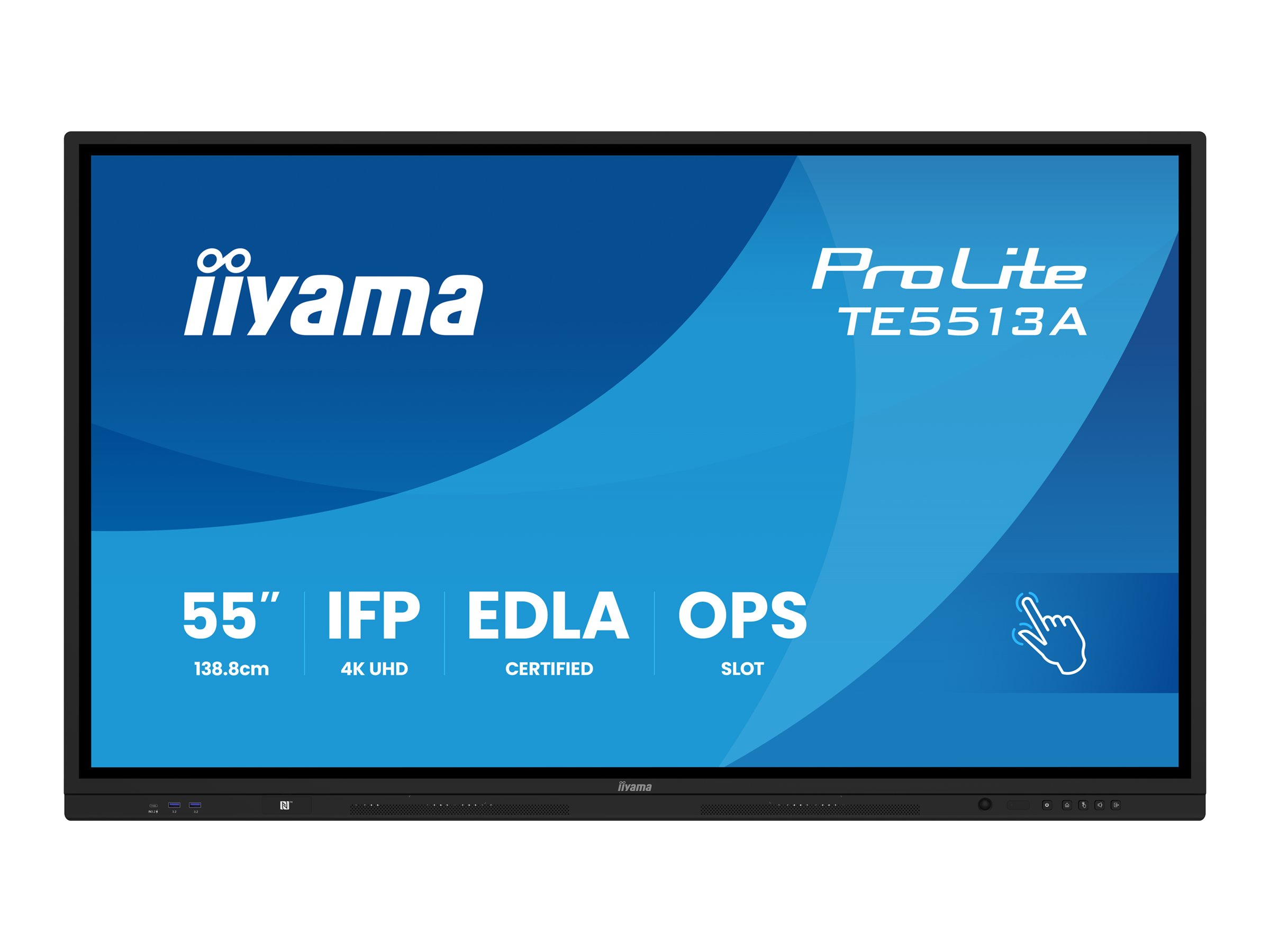IIYAMA TE5513AB1AG 139,7cm 55Zoll iiWare21E EDLA GoogleGMSapps Android 14 8128GB 40Points PureTouch IR 3840x2160 UHD IPS