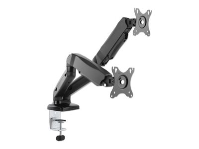 MANHATTAN Tischhalterung mit Gasdruckfeder für zwei Monitore 43,18 bis 81,28cm von 17 bis 32 Zoll und bis zu 9 kg pro Arm Aluminium