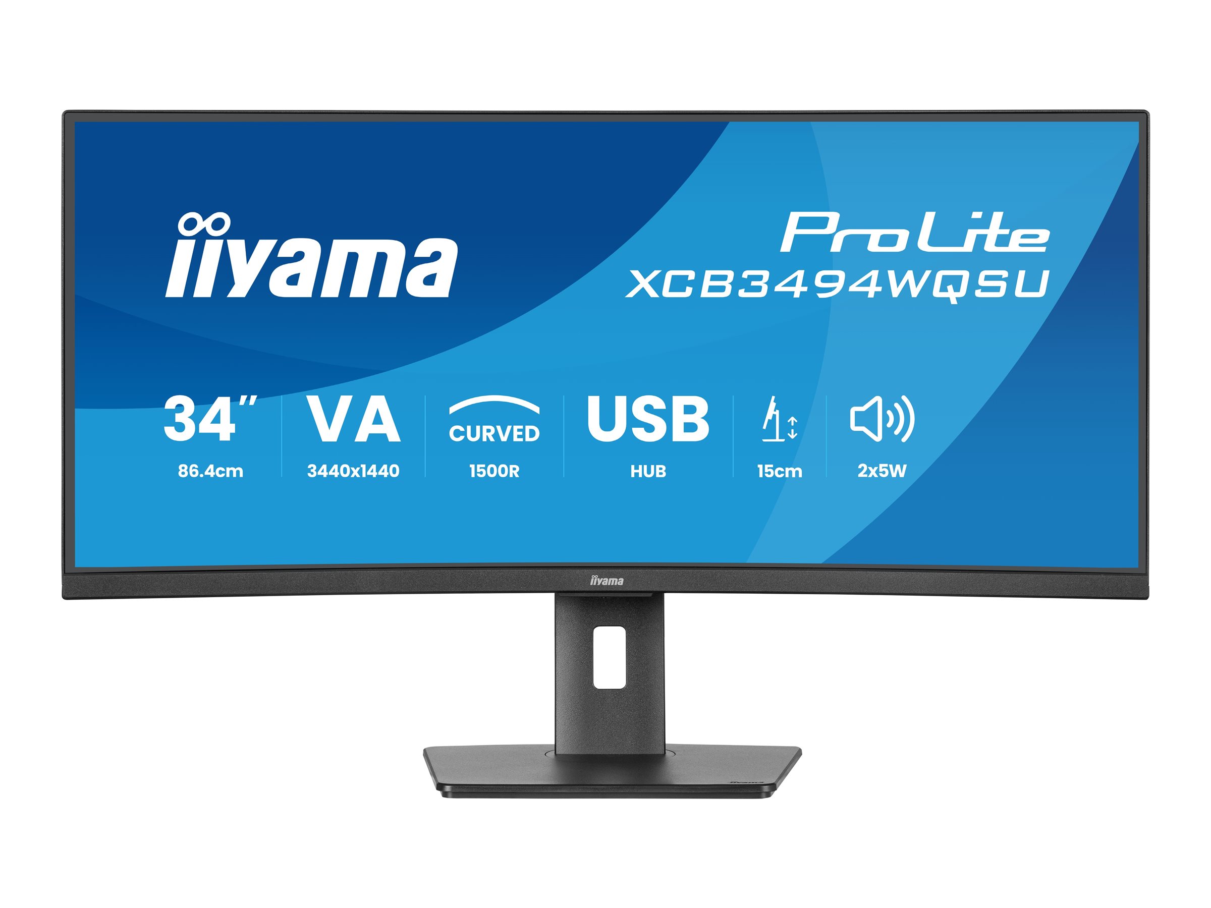 IIYAMA 86,36cm 34Zoll UW Curved VA-panel 3440x1440 120Hz 350cd/m2 04ms MPRT Speakers DisplayPort 2xHDMI USB HUB 2x 3.2 2xC Adaptive