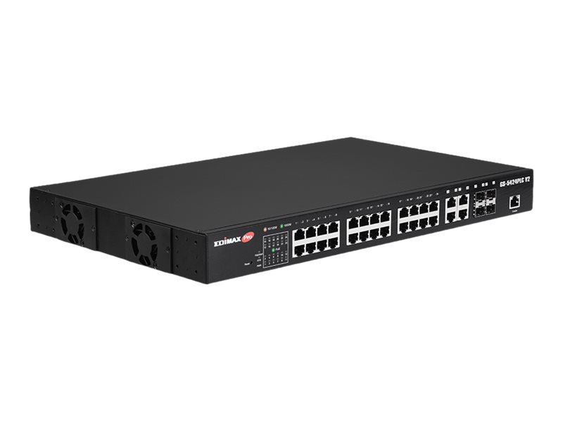 Edimax Pro GS-5424PLC V2 28 Port POE+Gigabit Switch +4 xSFP 19"