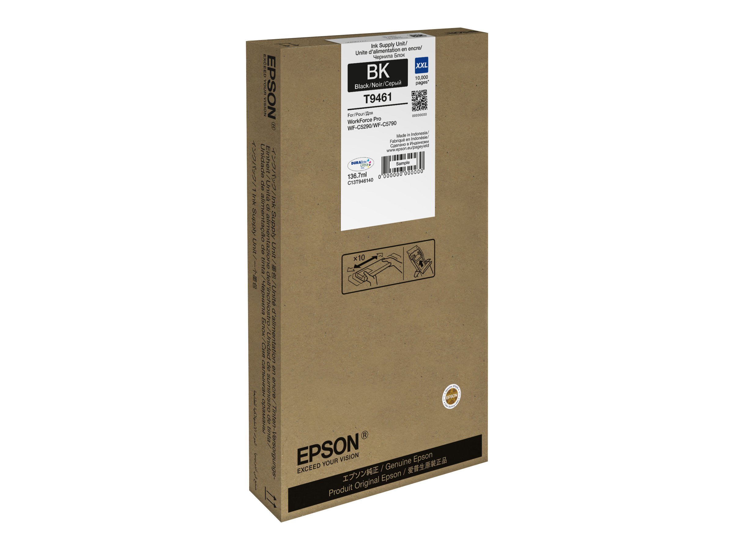EPSON 4LB WF-C5x90 Series Ink Cartridge XXL Black 10000s Applies to only 90 end models EPSON 4LB WF-C5x90 Series Ink Cartridge XXL Black 10000s Applies to only 90 end models