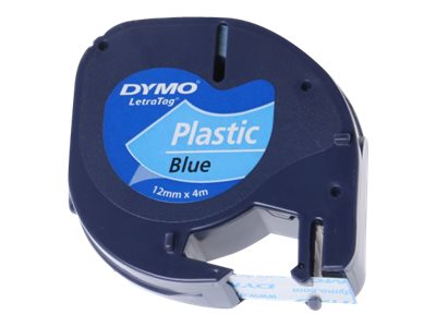 DYMO Schriftband LetraTag 91225 S0721650, 12 mm schwarz auf blau