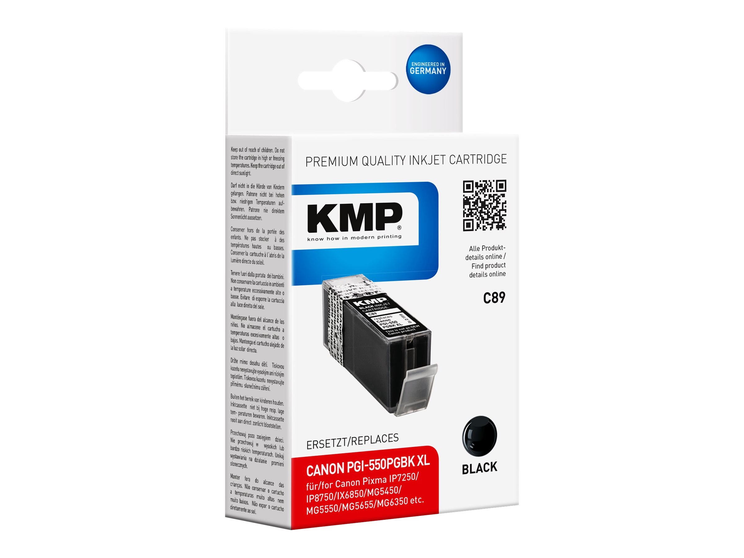 KMP C89 schwarz Druckerpatrone kompatibel zu Canon PGI-550 XL PGBK KMP C89 schwarz Druckerpatrone kompatibel zu Canon PGI-550 XL PGBK