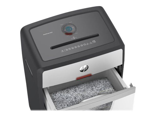 HP OneShred 24CC Aktenvernichter mit Partikelschnitt P-4, 4 x 35 mm, bis 24 Blatt, weiÃ