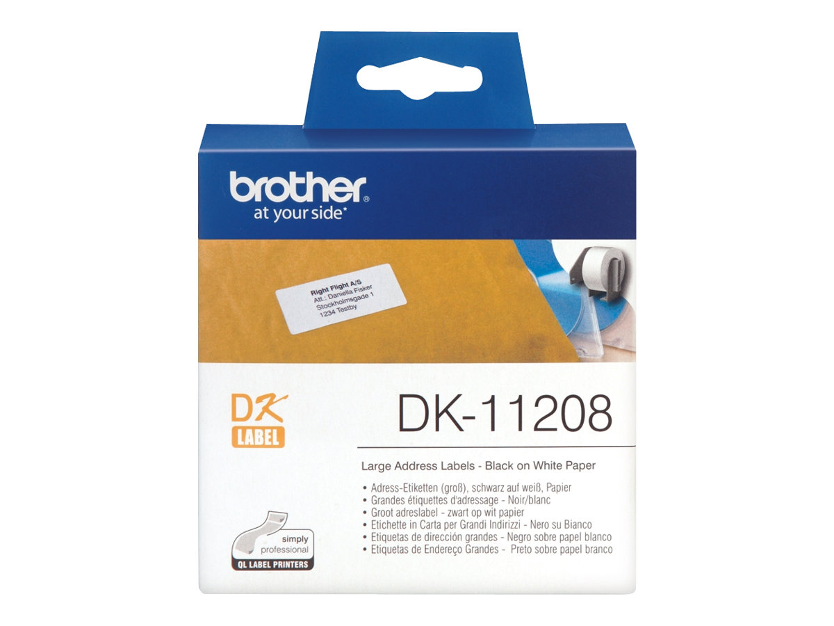 Brother Adressetiketten DK11208 - 90 mm - Schwarz auf Weiß