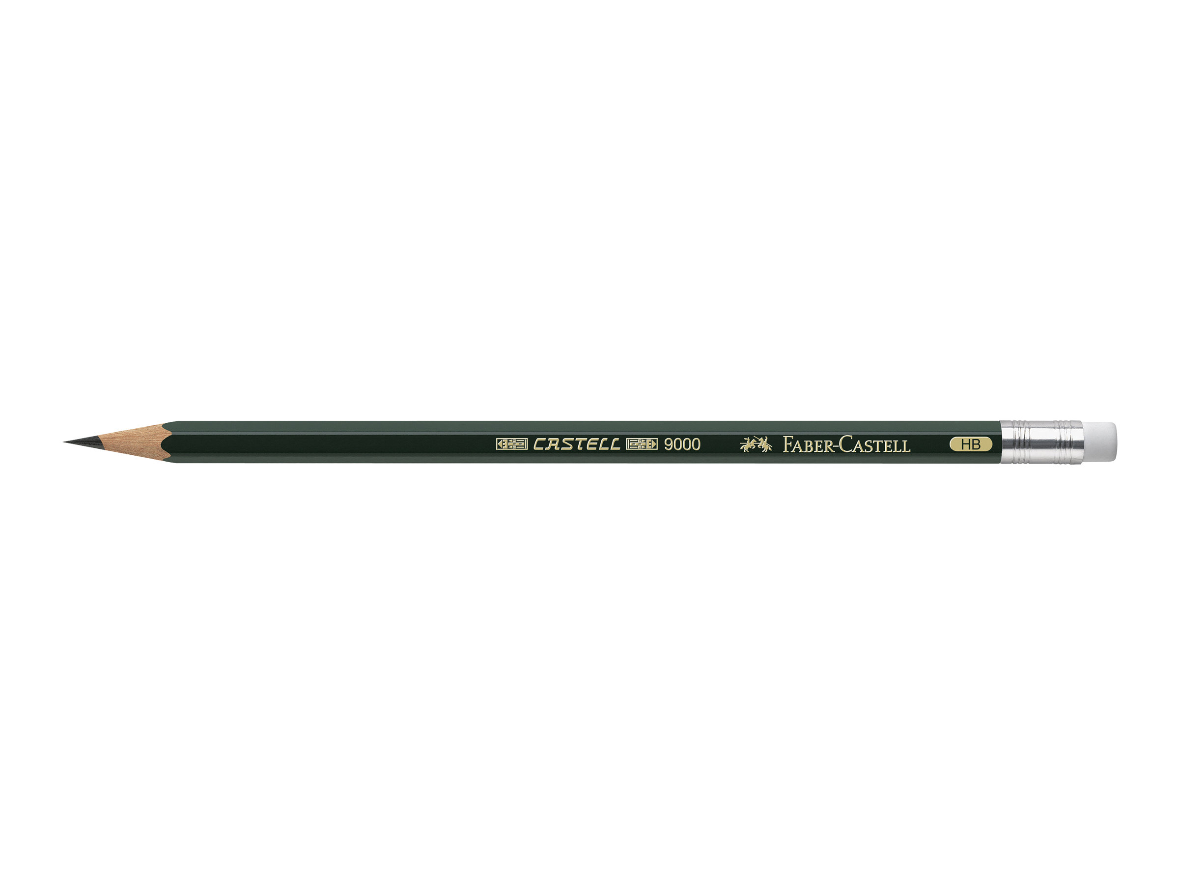 FABER-CASTELL 9000 Bleistifte HB gruen mit Radierer, 12 St.