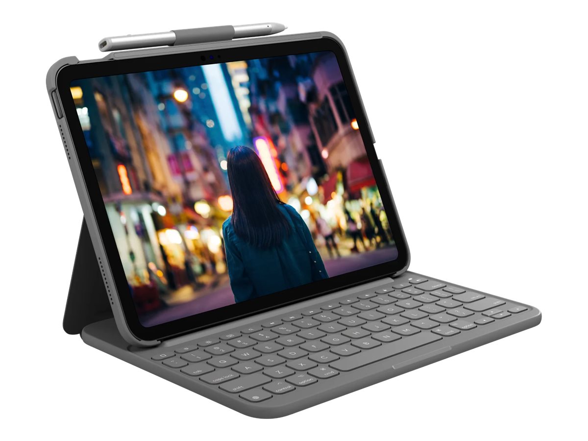 Logitech Slim Folio Tastatur-Case fuer iPad 10,9" (10.Gen) & A16- oxford grau