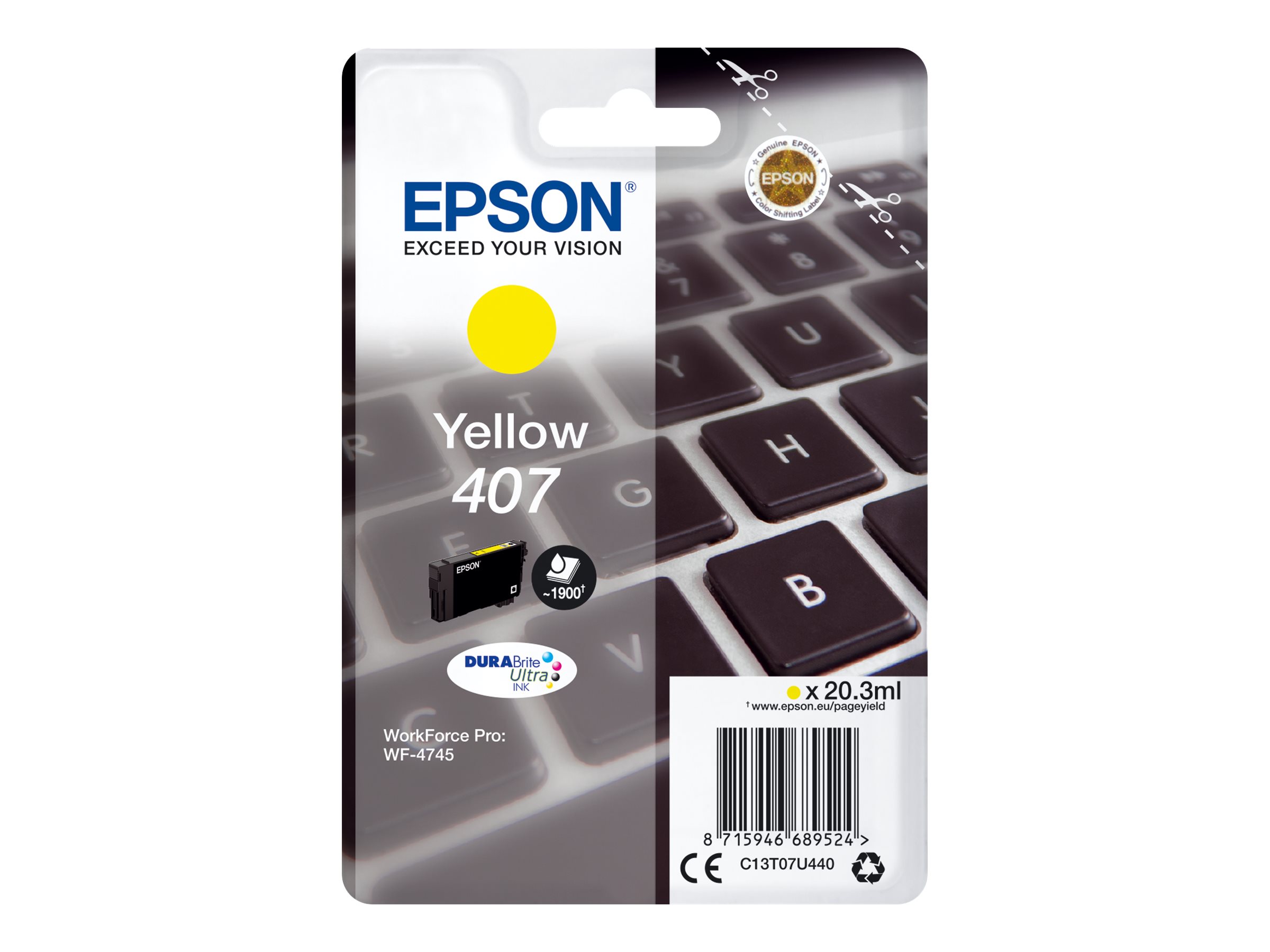 C13T07U440 EPSON WF Tinte yellow 1900 C13T07U440 EPSON WF Tinte yellow 1900