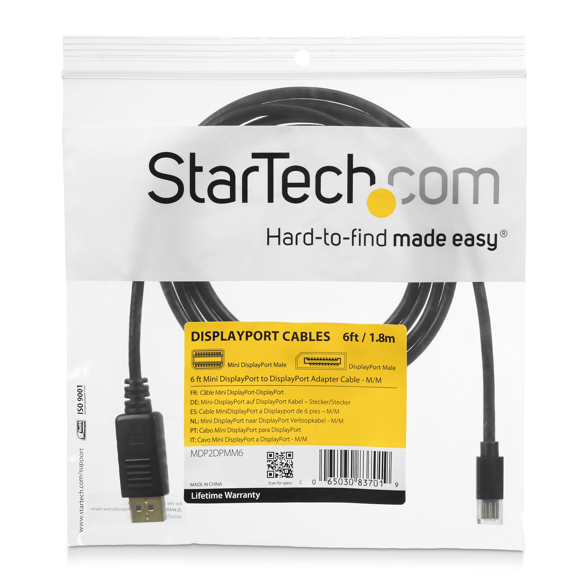 STARTECHCOM 10 ft Mini DisplayPort to DisplayPort 12 Adapter Cable MM DisplayPort 4k