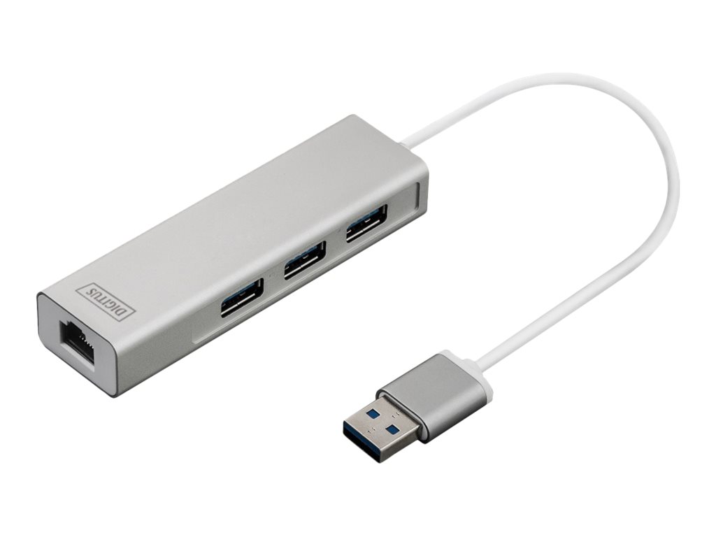 DIGITUS USB30 3Port HUB GLAN Adapter 3xUSB AF 1xUSB AM 1xRJ45 LAN