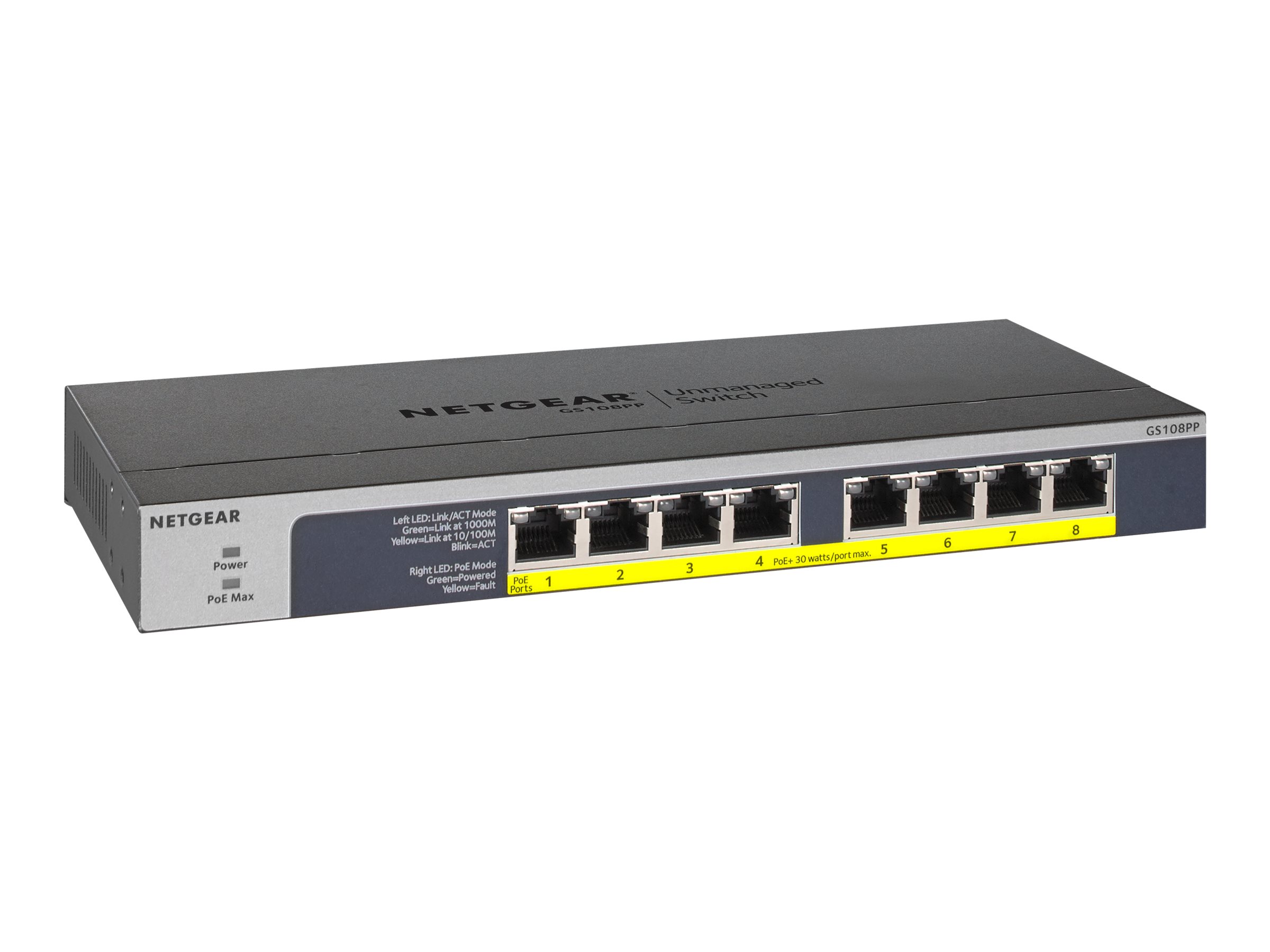 Netgear GS108PP-Switch-8x10/100/1000 (PoE+ 123W)