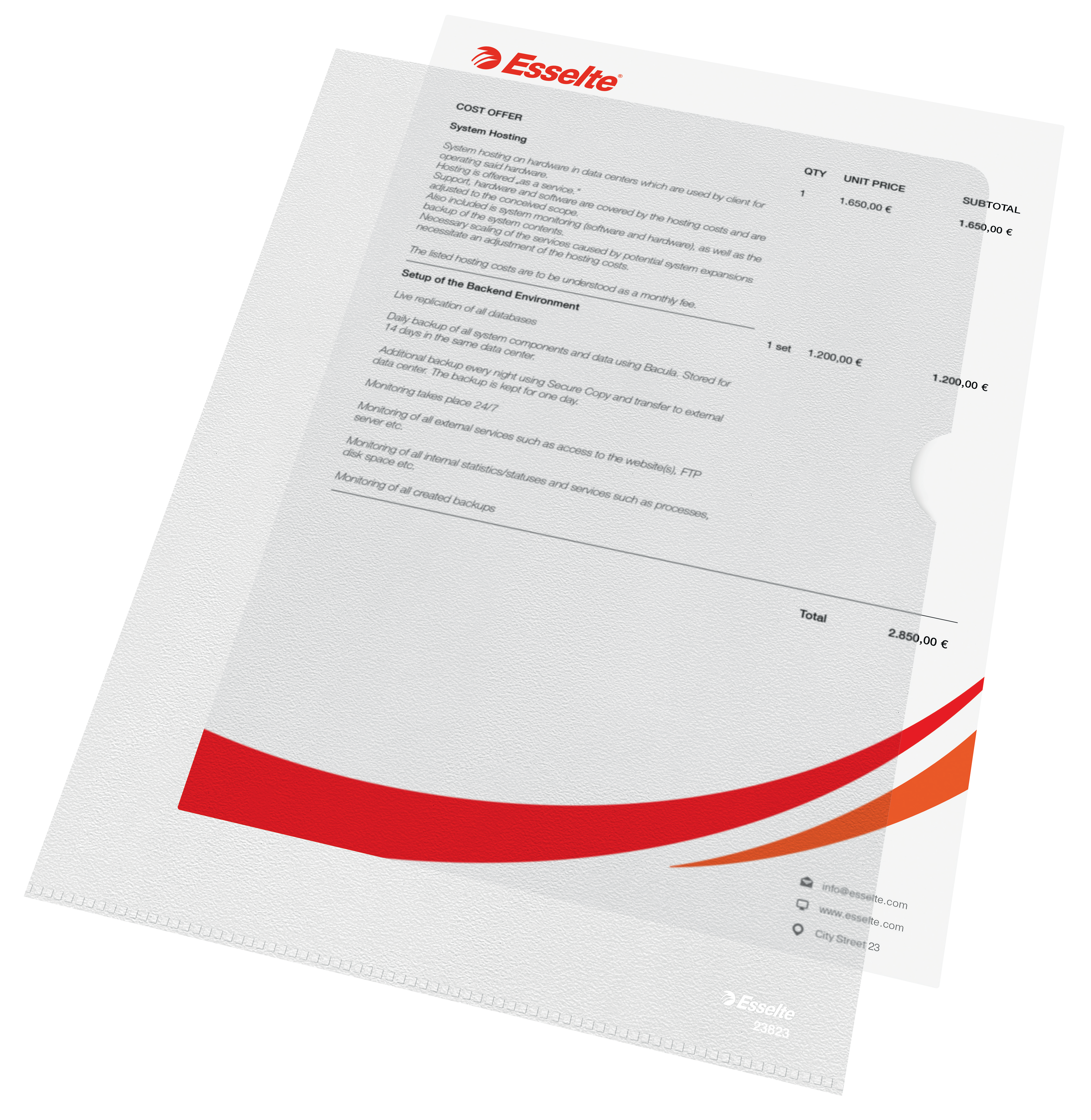 Esselte Sichthuellen 23823 DIN A4 transparent genarbt 0,12 mm, 100 St