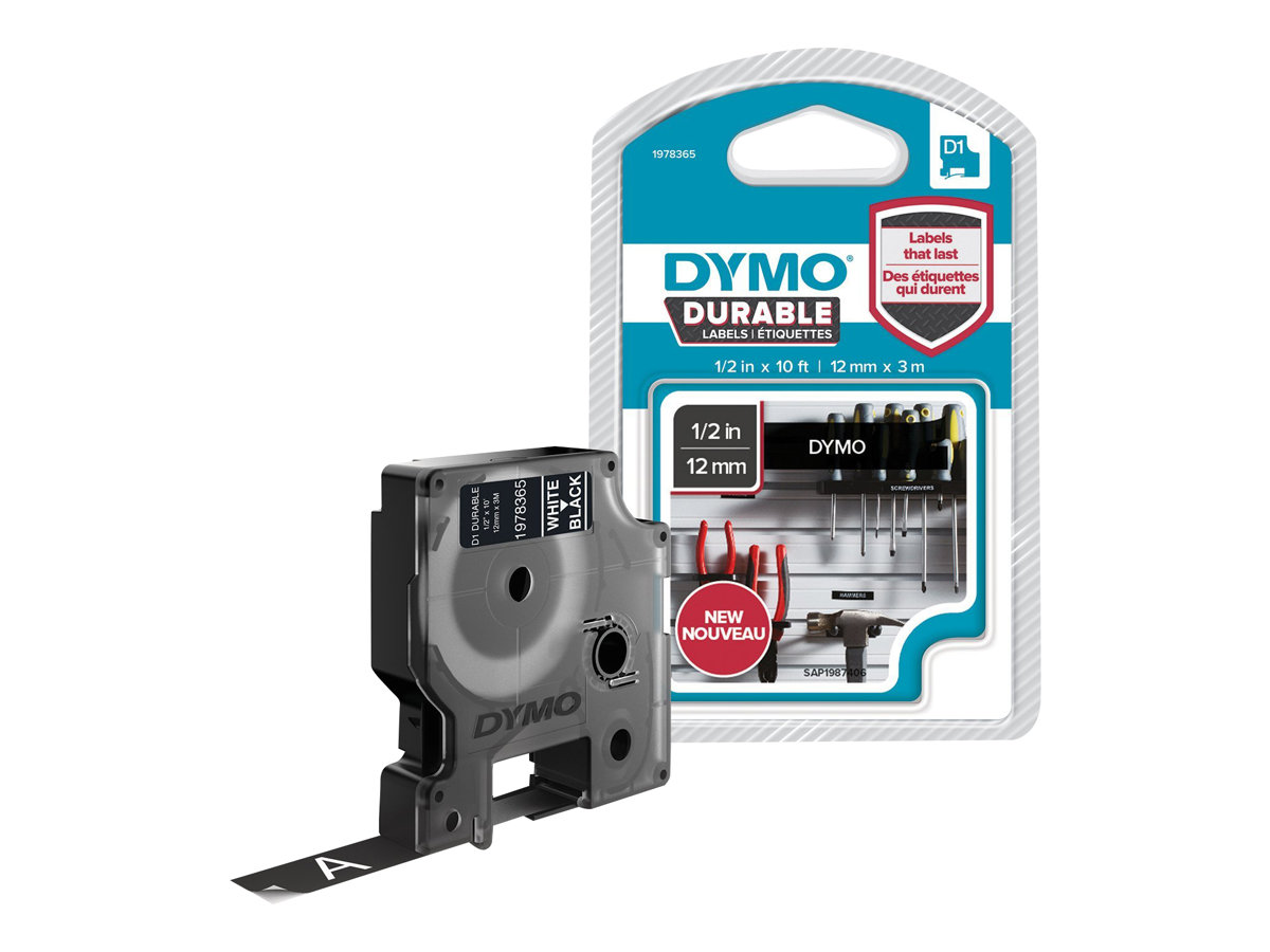 DYMO Schriftband D1 1978365, 12 mm weiÃ auf schwarz