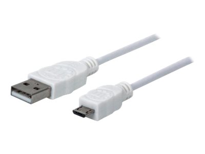 MANHATTAN Hi-Speed USB Micro-B Anschlusskabel USB 2.0 Typ A Stecker - Micro-B Stecker 480 Mbps 1,8m weiss