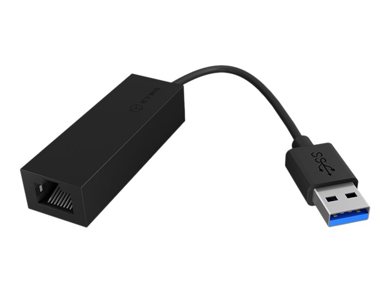 ICY BOX USB zu Gigabit Ethernet Adapter  IB-AC501a Adapter USB 3.0 zu Gigabit Ethernet LAN IEEE 802.3 802.3u und 802.3ab schwarz