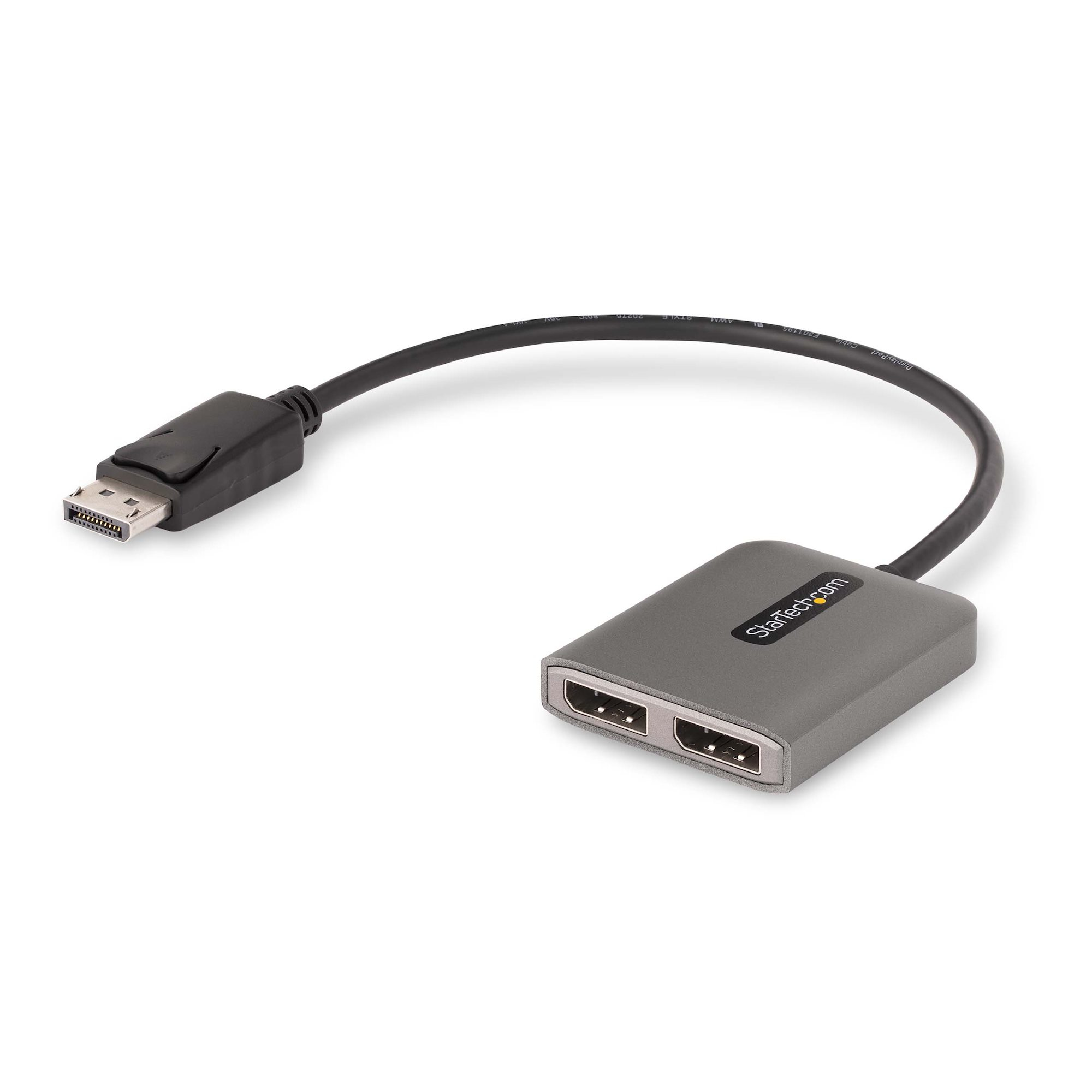 STARTECHCOM 2Port DisplayPort MST Hub Dual 4K 60Hz DP 14multiMonitor Video Adapter 1ft Builtin Cable USB Powered Windows Only