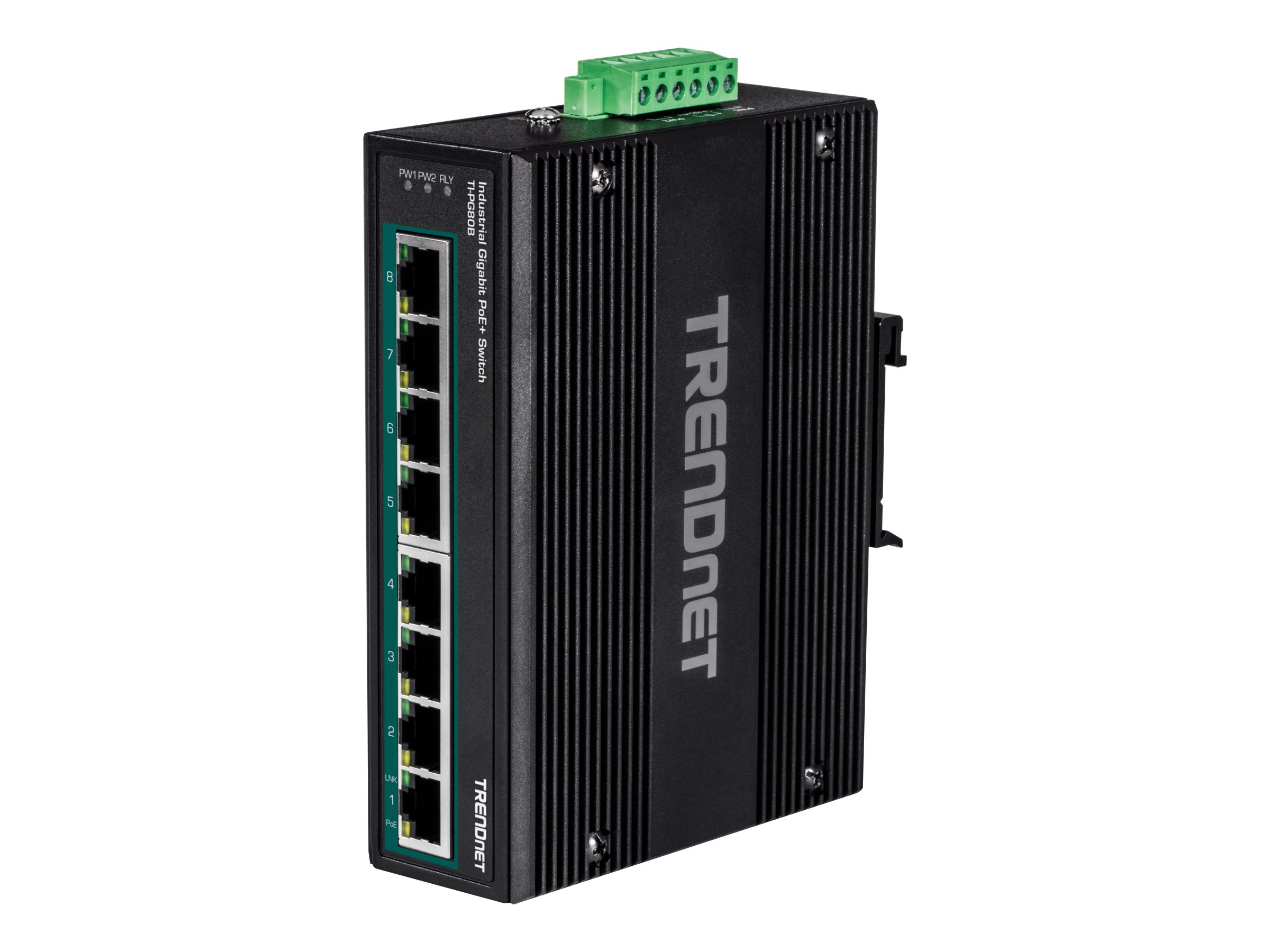 TRENDNET TI-PG80B 8-Port PoE+ Switch Industrial Gigabit DIN-Rail 24-56V