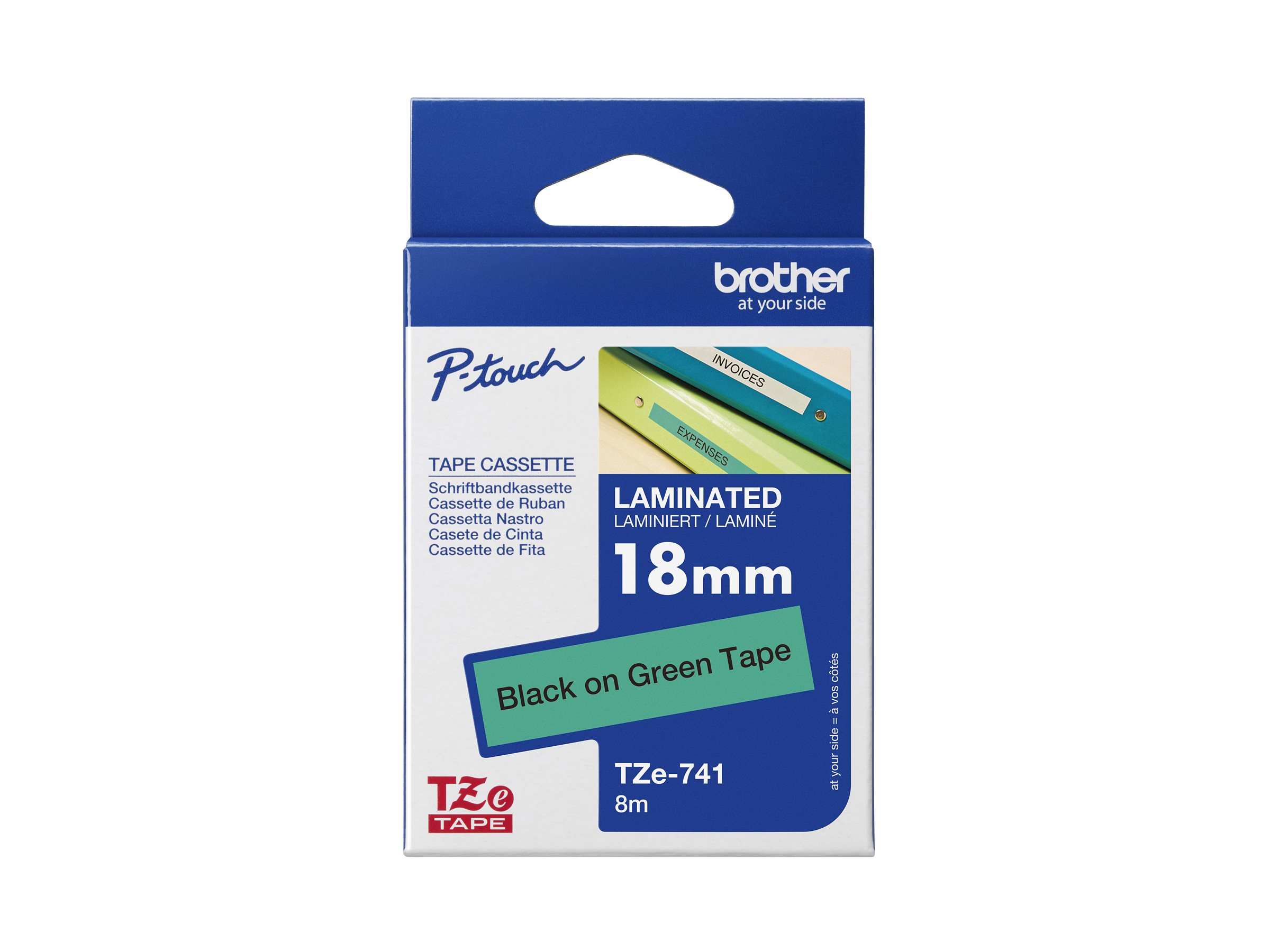TZE741 BROTHER PT Schriftband 18mm gruen TZE741 BROTHER PT Schriftband 18mm gruen